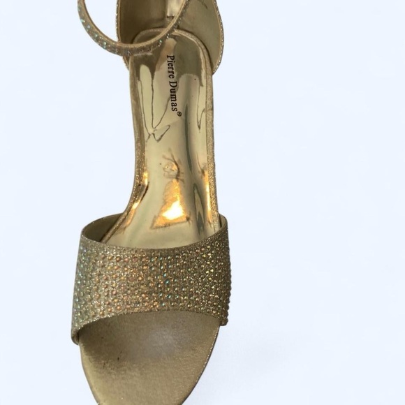 Silver glittery beaded open heels Pierre Dumas 10 - Picture 1 of 6